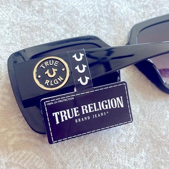Brand New True Religion Black Oversized Square Sunglasses Purple Gradient Lens main image 11